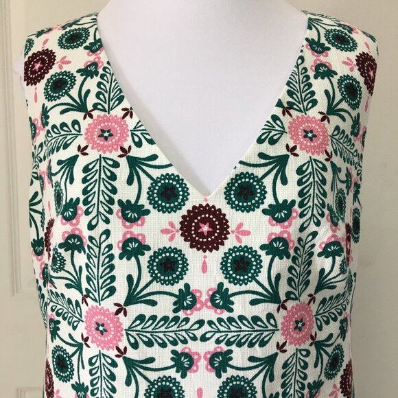 New Boden Women's Tatiana Textured Dress IvoryTrellis Tile Size 4 Petite V Neck - Picture 4 of 14